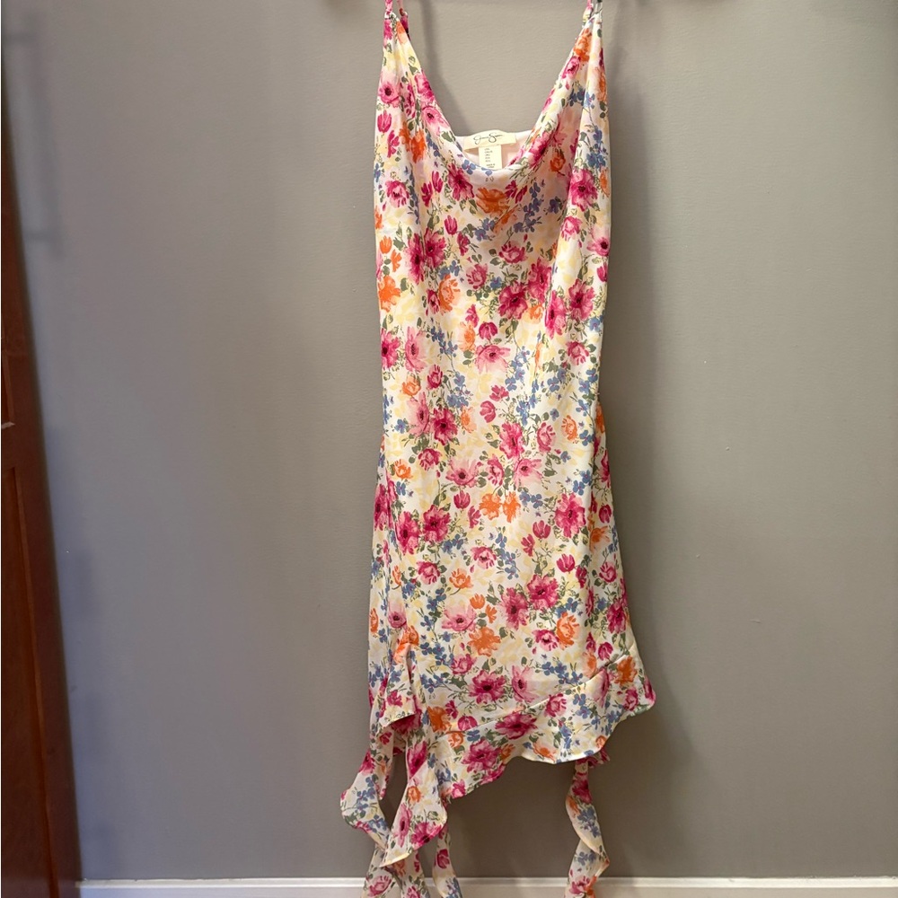 Jessica Simpson Floral Asymmetrical Dress - Pink, Orange, Blue